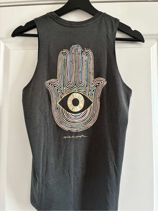 Spiritual Gangster Tops - Spiritual Gangster - Black Graphic Muscle Tank - Hamsa Eye Print